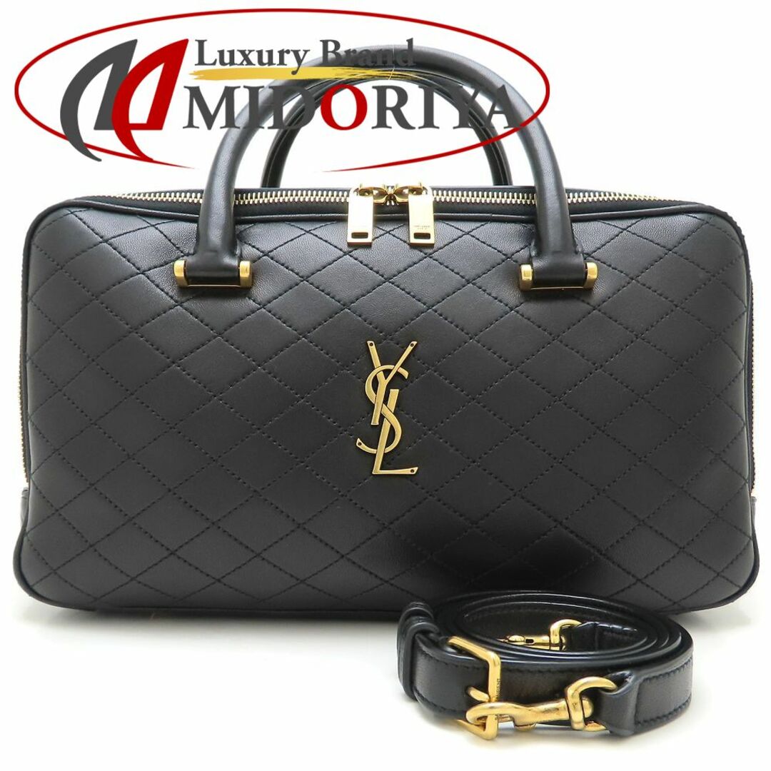 SAINT LAURENT - SAINT LAURENT PARIS サンローランパリ リヤダッフル 766785 ハンドバッグ 2Way ラムスキン ブラック/352414【中古】