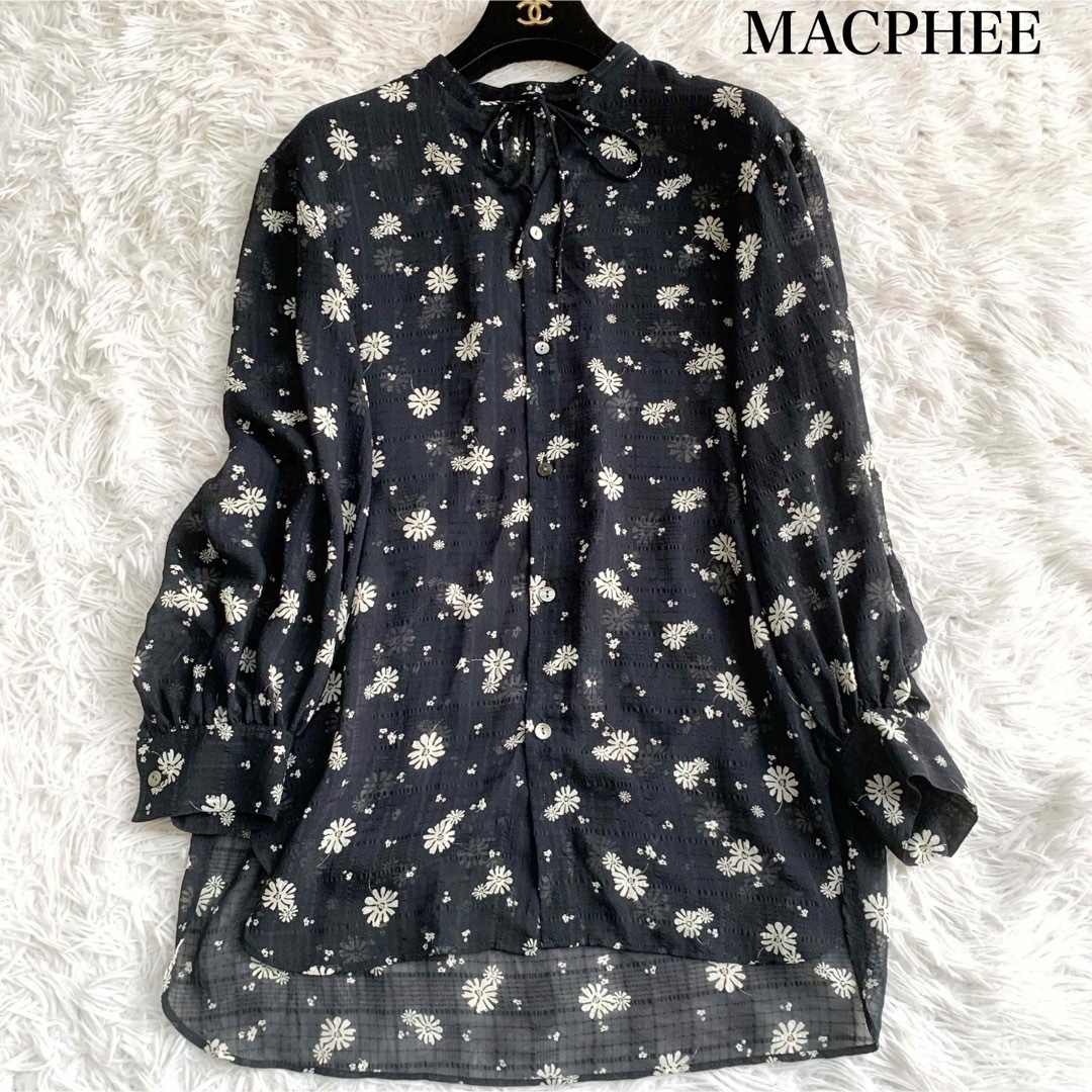MACPHEE - MACPHEE フラワープリント ギャザースリーブ シャツブラウス 定価1.9万