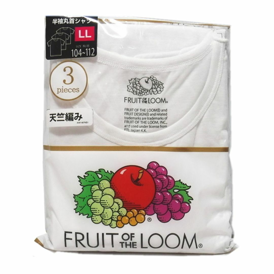 FRUIT OF THE LOOM(フルーツオブザルーム)の新品 FRUIT OF THE LOOM 3枚入りパックTシャツ:SIZE=LL メンズのトップス(Tシャツ/カットソー(半袖/袖なし))の商品写真