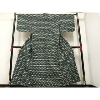 平和屋着物■上質な紬　幾何学文様　正絹　逸品　未使用　AAAT6374ph