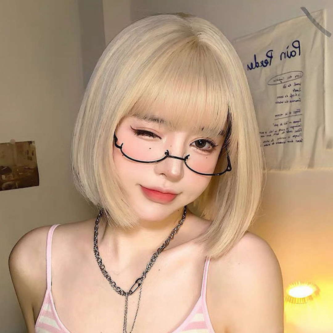 【新品】ウィッグ ボブ ブロンド 金髪 コスプレ イメチェン かつら レディースのウィッグ/エクステ(ショートストレート)の商品写真