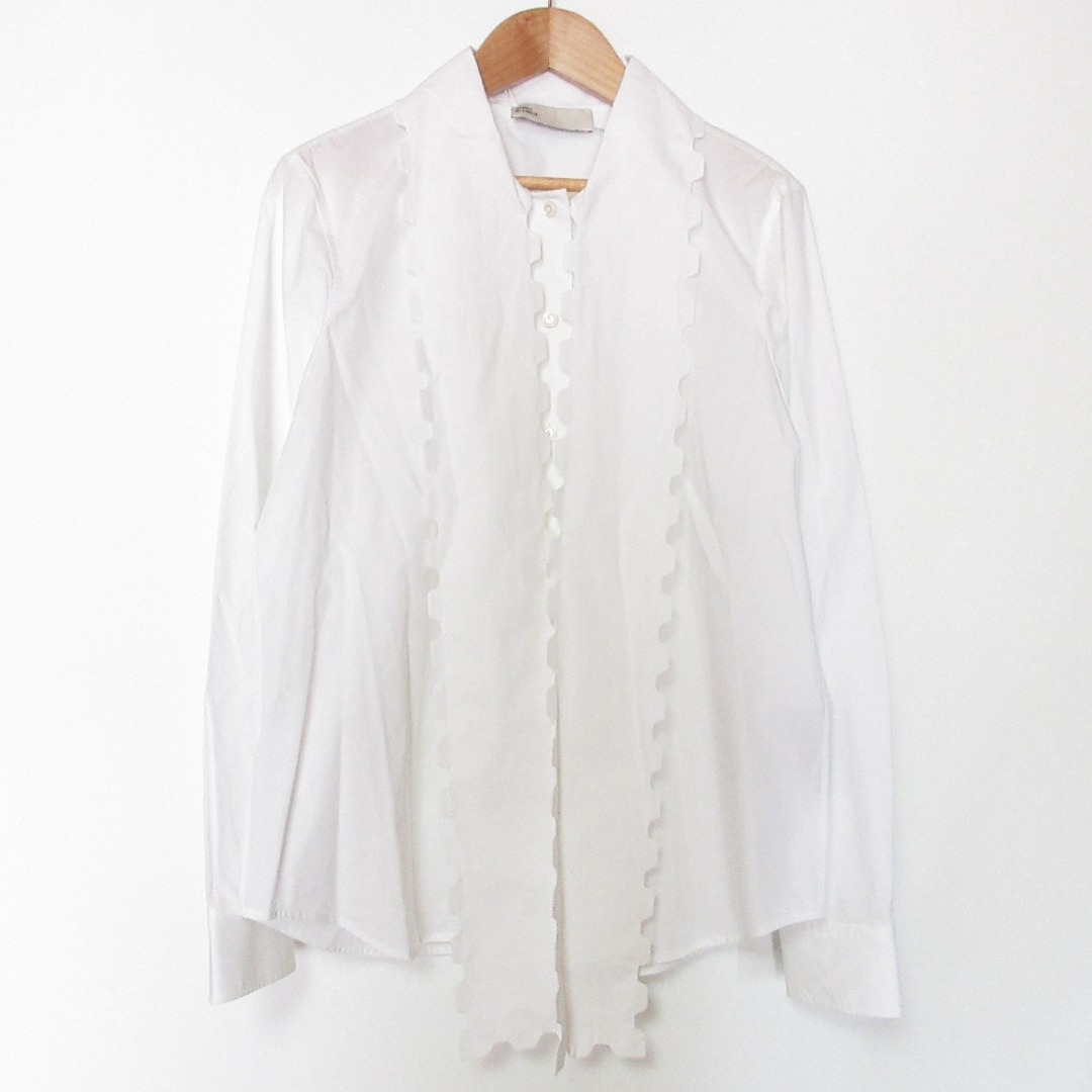 Tory Burch - 未使用 23SS TORY BURCH トリーバーチ 長袖 スカラップ ポプリン リボン ブラウス シャツ サイズ4 ホワイト レディース 古着 中古 USED