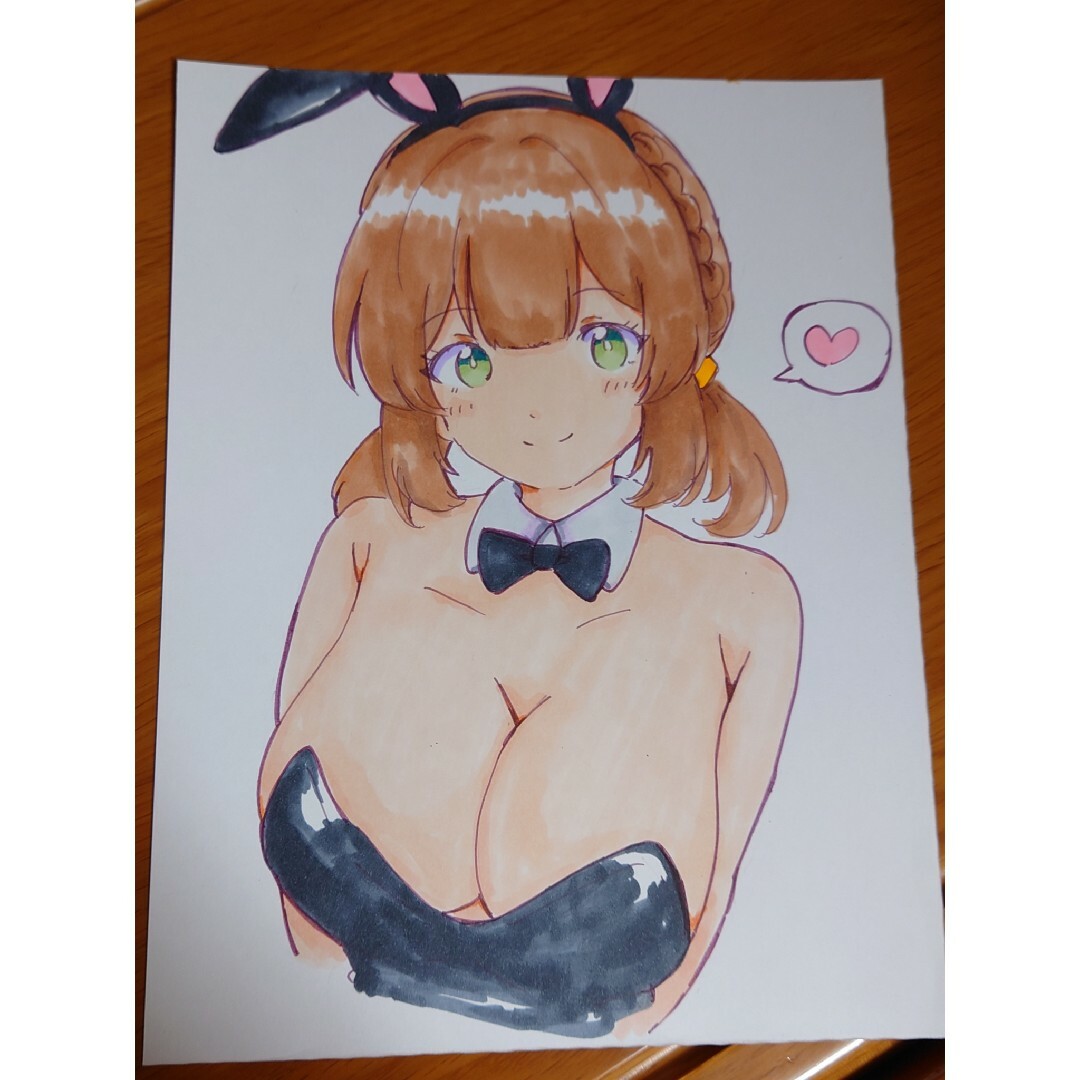 オリジナル イラスト バニーガール 手描きイラスト ハンドメイドのハンドメイド その他(その他)の商品写真
