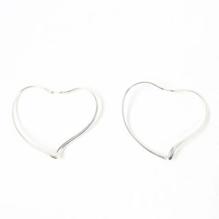 極美品☆TIFFANY&Co. ティファニー エルサペレッティ ラージ オープン ハート フープ ピアス 両耳用 アクセサリー AG925 シルバー 重量12.1g レディース(ピアス)