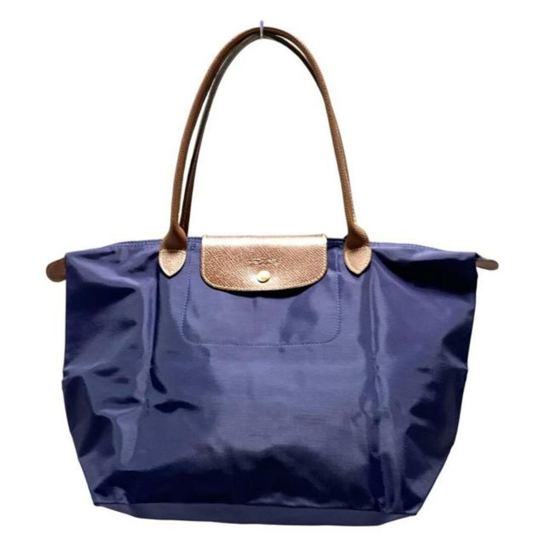 LONGCHAMP - LONGCHAMP(ロンシャン) ショルダーバッグ美品  ル・プリアージュオリジナル ネイビー×ブラウン 折りたたみ レザー