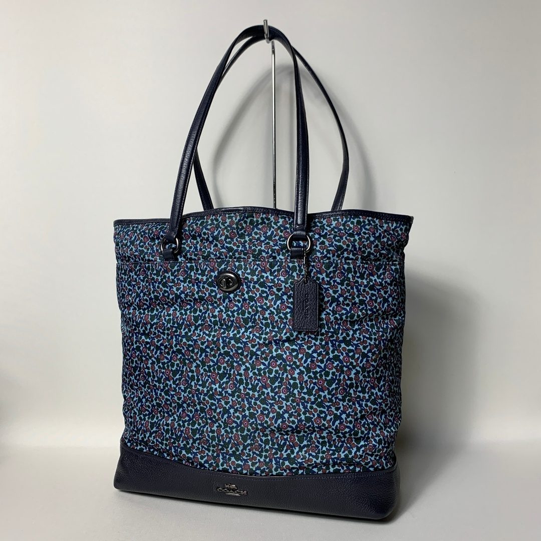 COACH - 2503-168｜美品｜コーチ トートバッグ ネイビー 花柄 ターンロック