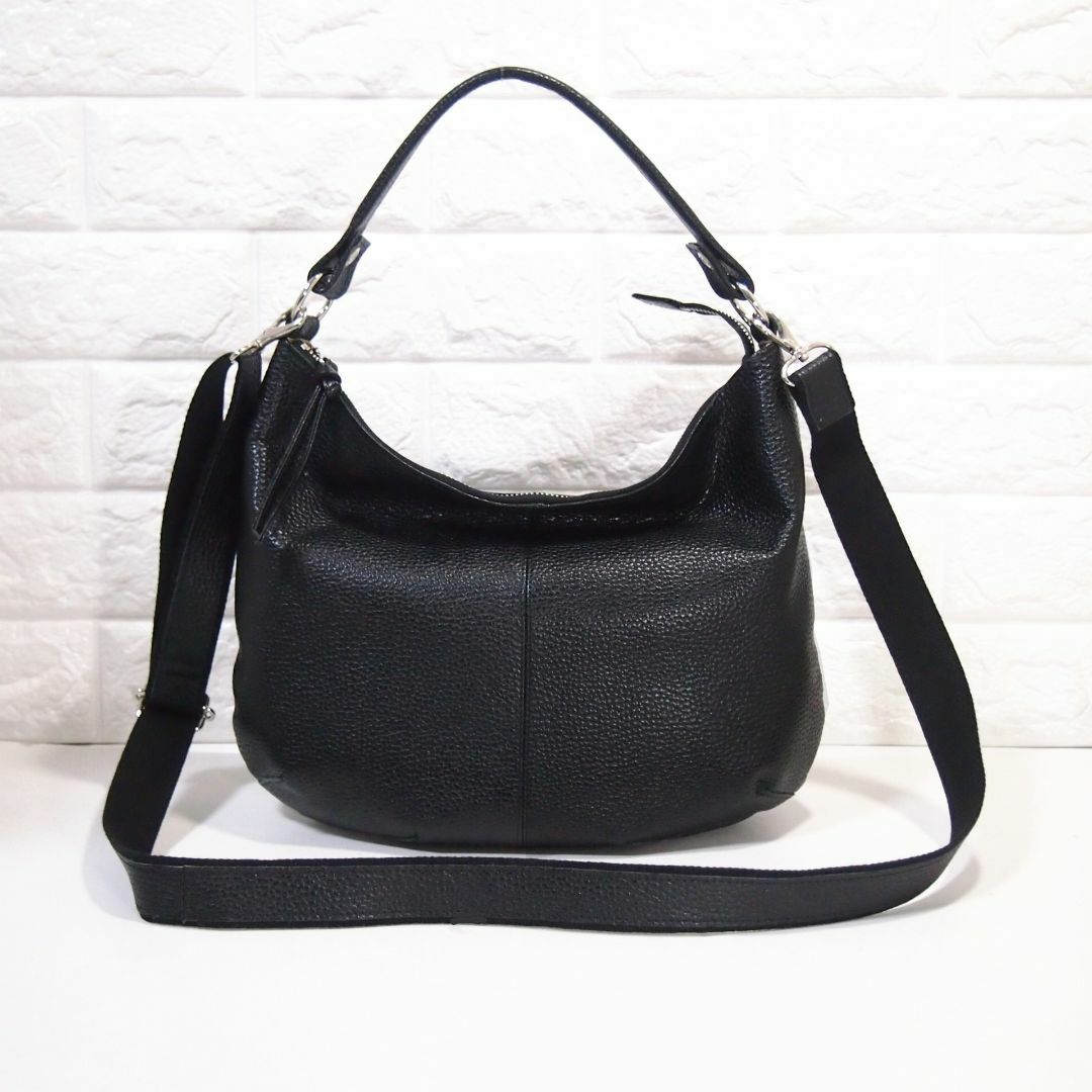 ★ハンドメイド★日本製★本革★コロンとした２ＷＡＹショルダーバッグ★新品★クロ色