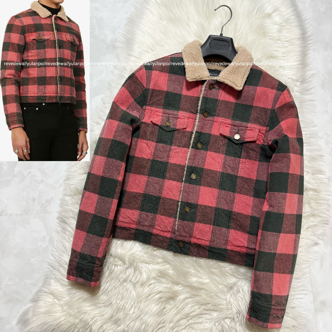 SAINT LAURENT PARIS ボアジャケット ブルゾン チェック M
