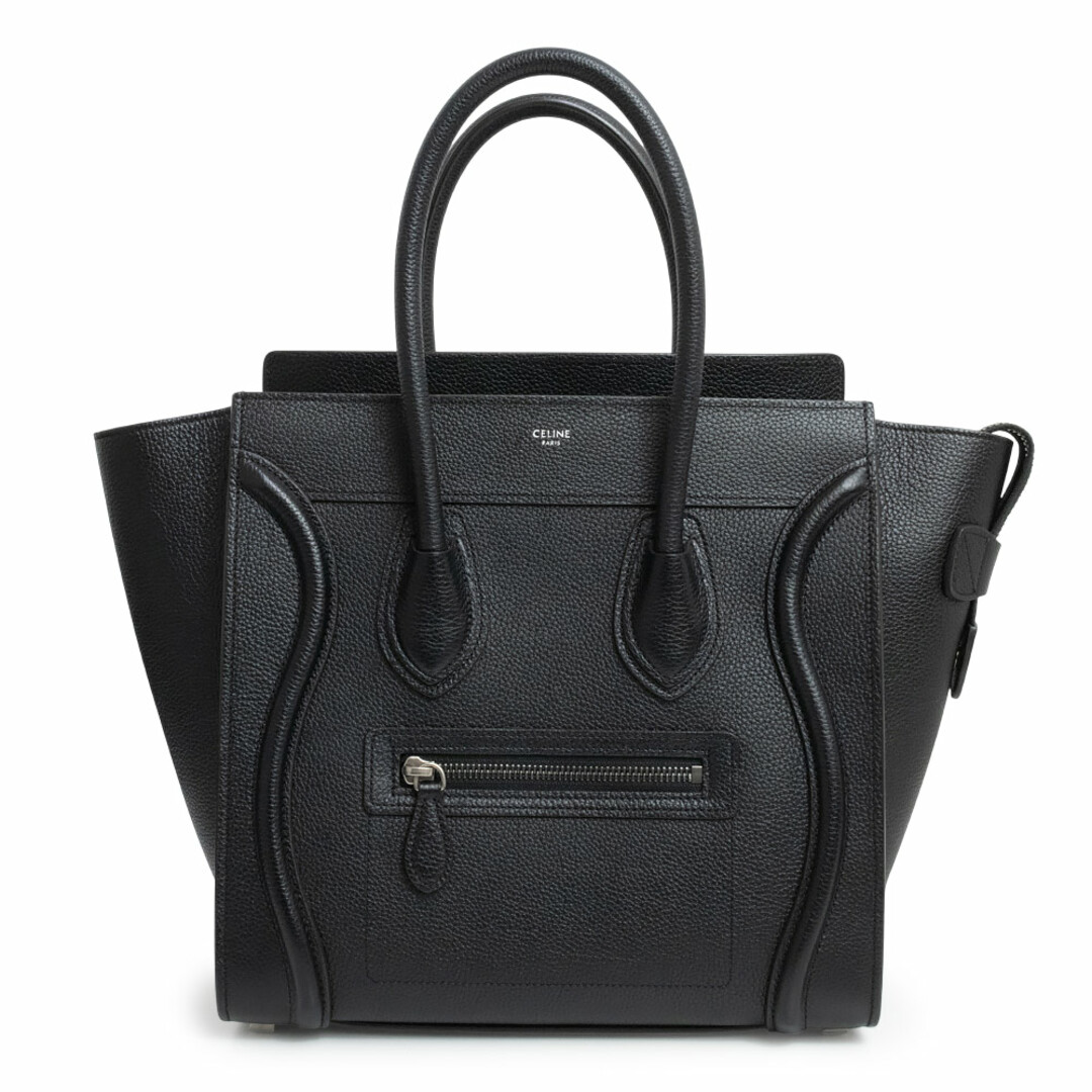 CELINE - セリーヌ ラゲージ マイクロ ショッパー ハンドバッグ ドラムドカーフ レザー ブラック 黒 マットシルバー金具 189793DRU CELINE（未使用　展示品）