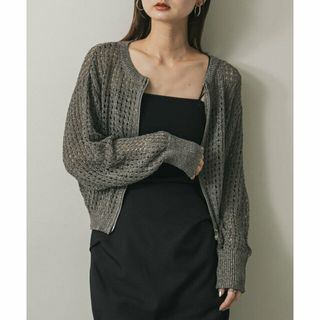 センスオブプレイスバイアーバンリサーチ(SENSE OF PLACE by URBAN RESEARCH)の【CHARCOAL】『一部WEB限定カラー』クルーネックラメメッシュカーディガン(カーディガン)