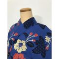 【中古】Mサイズ 綿 浴衣 濃紺地に枝花模様 裄長め