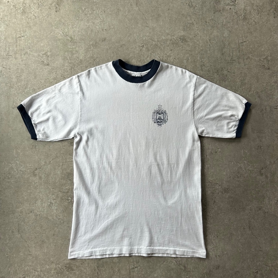 VINTAGE - 80s90s リンガーtシャツ USA製 ホワイト×ネイビー L USNA
