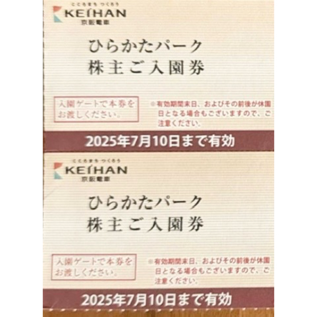 ヒラパー ひらかたパーク 入園券 2枚 入園チケット チケットの施設利用券(遊園地/テーマパーク)の商品写真