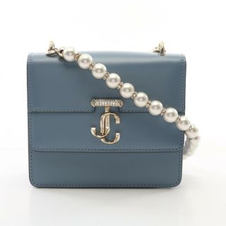 ジミーチュウ(JIMMY CHOO)のジミーチュウ JIMMY CHOO アヴェニュークアッド XS スワロフスキークリスタル パールストラップ ショルダーバッグ バッグ レザー レディース ブルー系 【中古】(ショルダーバッグ)