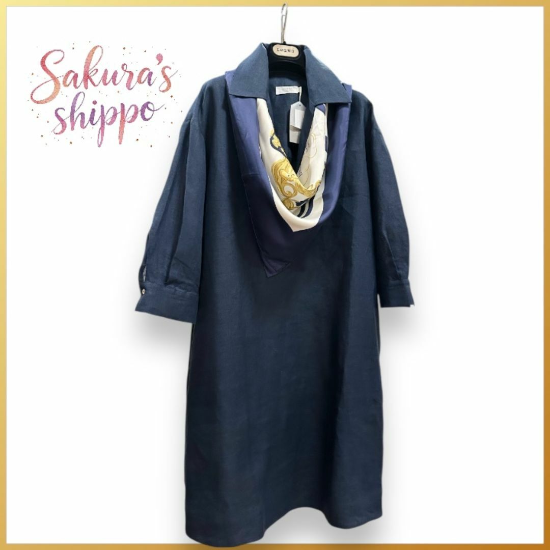 BARNEYS NEW YORK - 新品【麻特集】バルバ　ナポリ　極上リネン麻スッキッパーシャツワンピース