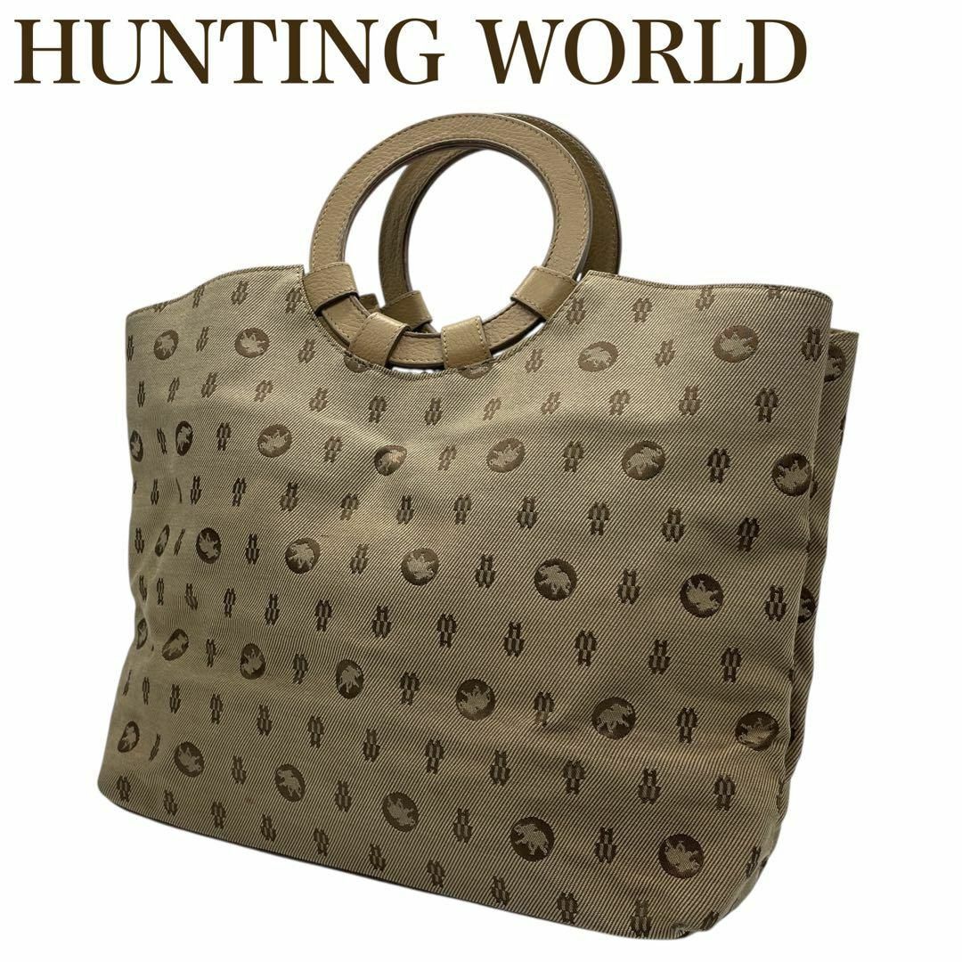 HUNTING WORLD - 【美品】ハンティングワールド トート ロゴ総柄 丸ハンドル