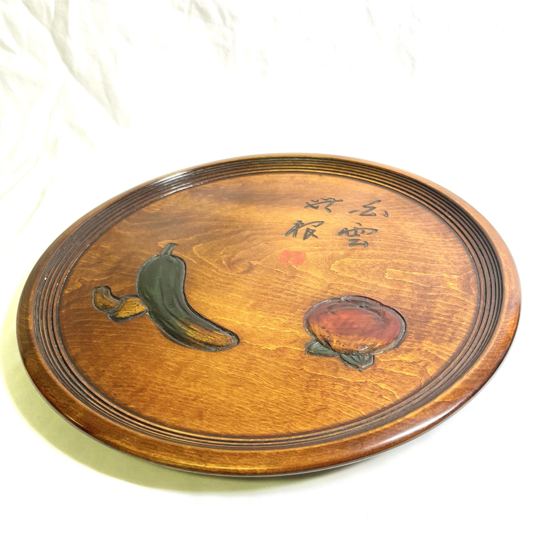 VINTAGE - 美品【 antique アンティーク 】烏城彫 天然木 漆塗り
