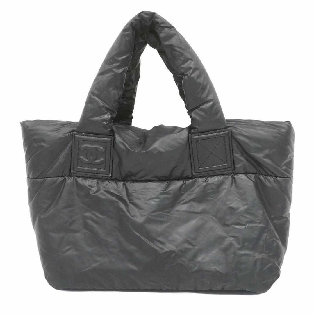 CHANEL - 【5ec2660】シャネル トートバッグ コココクーン ナイロン ブラック シルバー金具【中古】レディース