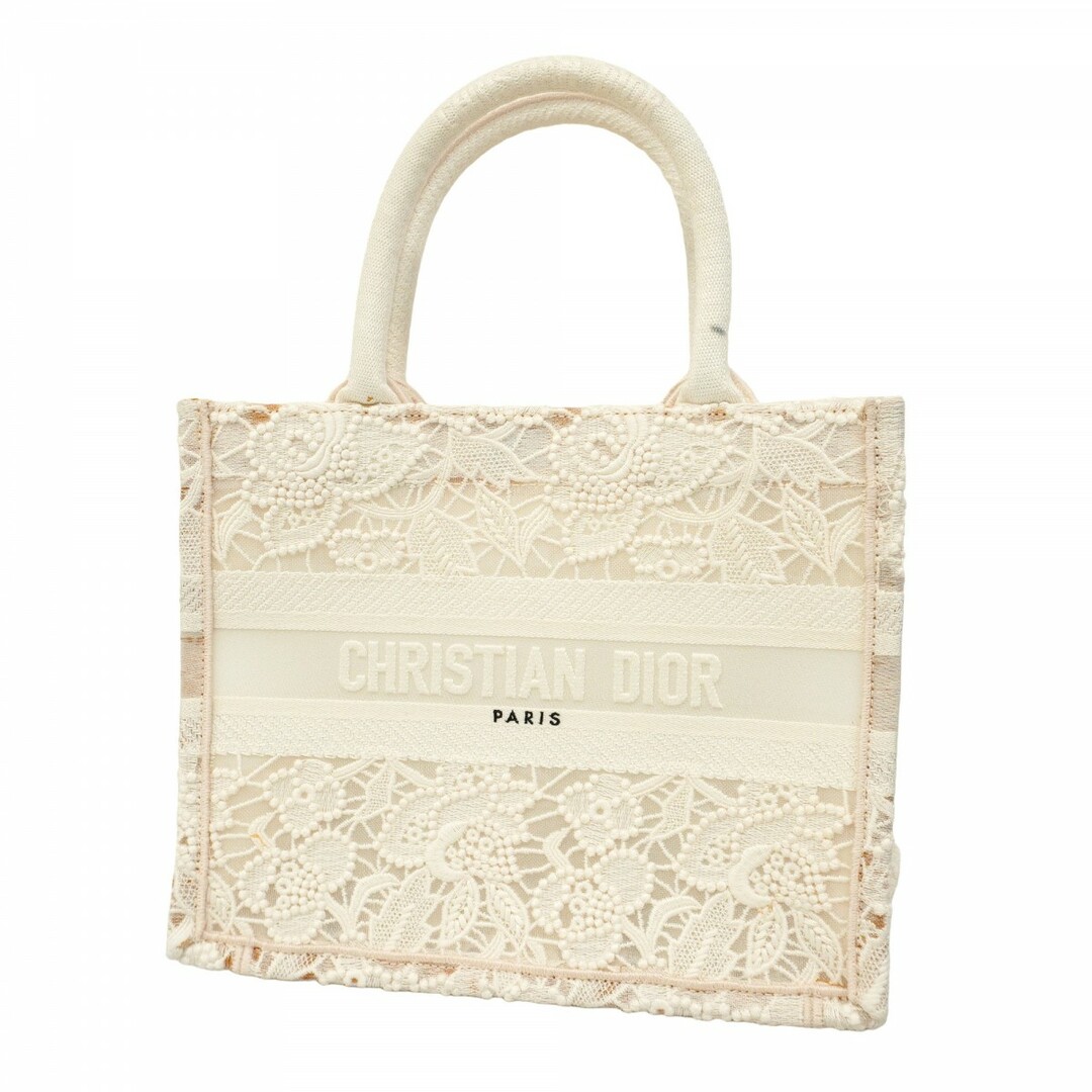 Christian Dior - 【5ec3191】クリスチャンディオール トートバッグ ブックトートスモール コットン ホワイト【中古】レディース