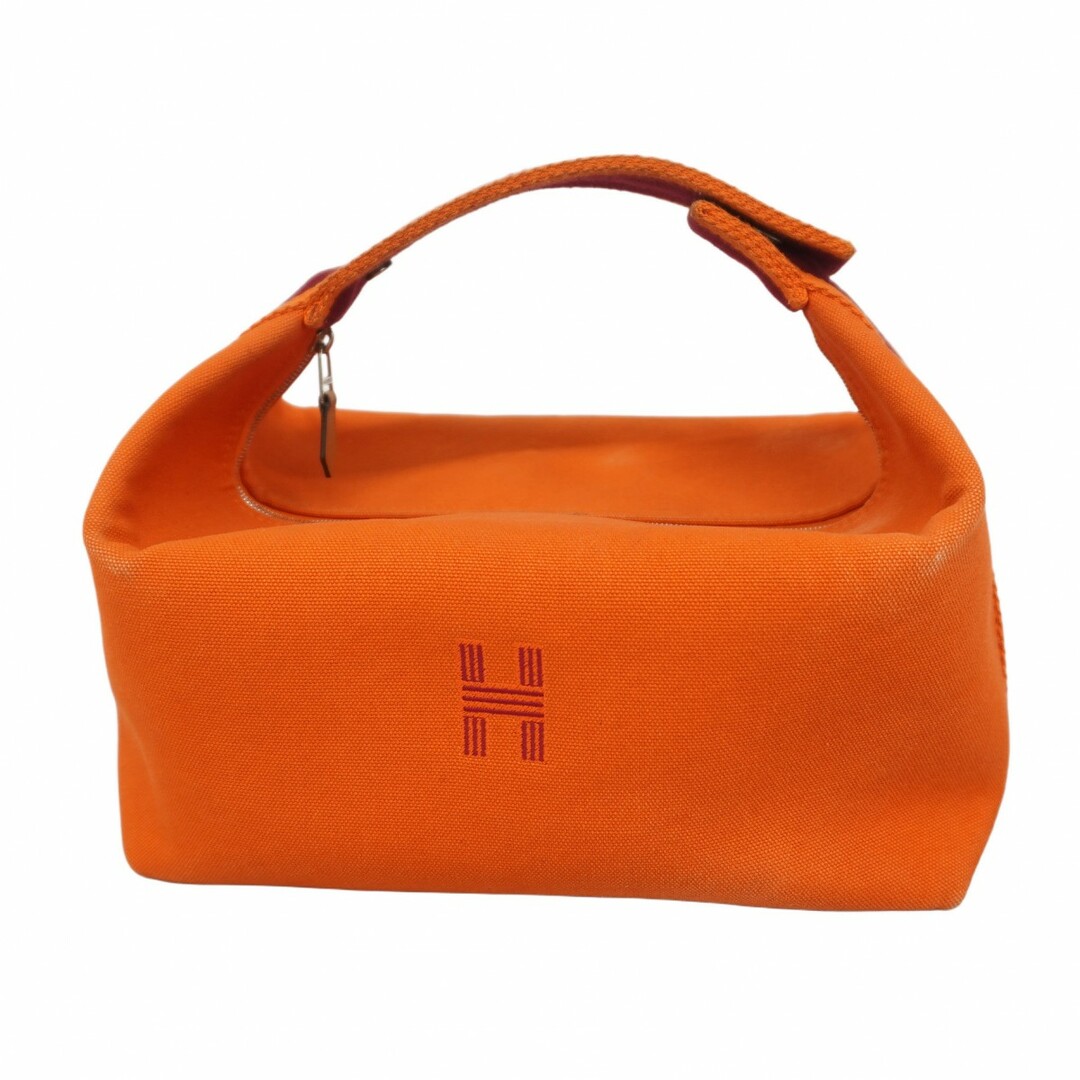 HERMES - 【5ec3275】エルメス ハンドバッグ ブリッドブラックPM キャンバス オレンジ シルバー金具【中古】レディース
