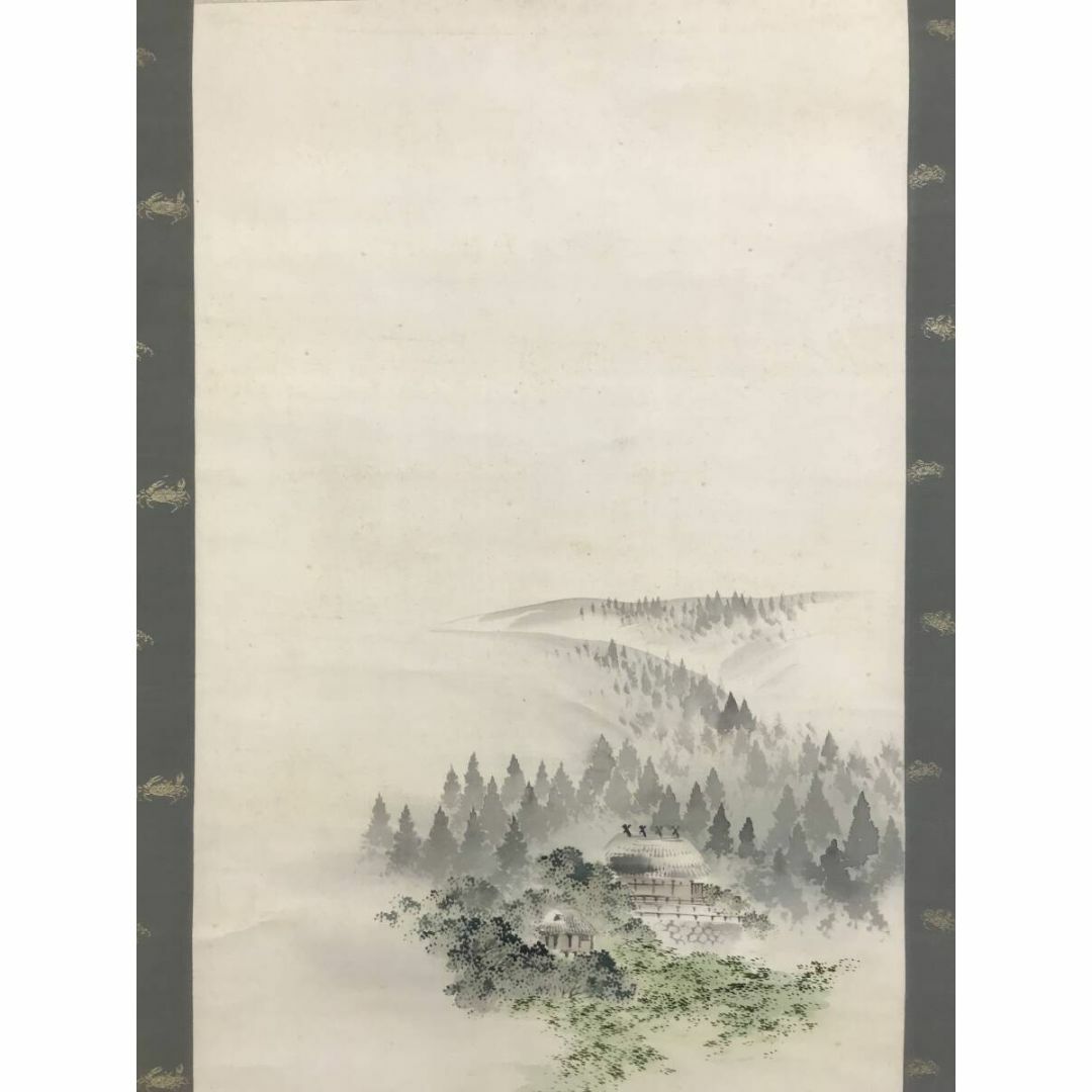 真作/須磨対水/栂尾新緑図/京都嵐山/山水図/高山寺/掛軸☆宝船 真作/須磨対水/栂尾新緑図/京都嵐山/山水図/高山寺/掛軸☆宝船