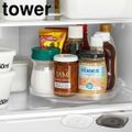 冷蔵庫中回転式トレー スクエア 山崎実業 タワー tower 調味料ラック 冷蔵庫 調味料 収納トレー 回転トレー トレイ 滑り止め付き キッチン 調味料収納 冷蔵庫トレー 整理整頓 ホワイト ブラック 1322 132 WHITE