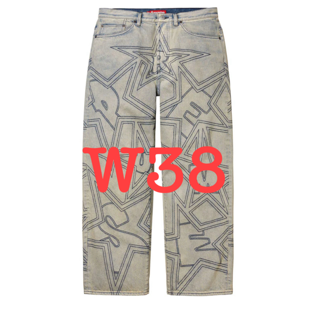 Supreme(シュプリーム)のsupreme Stars Topstitch Baggy Jean 38 メンズのパンツ(デニム/ジーンズ)の商品写真