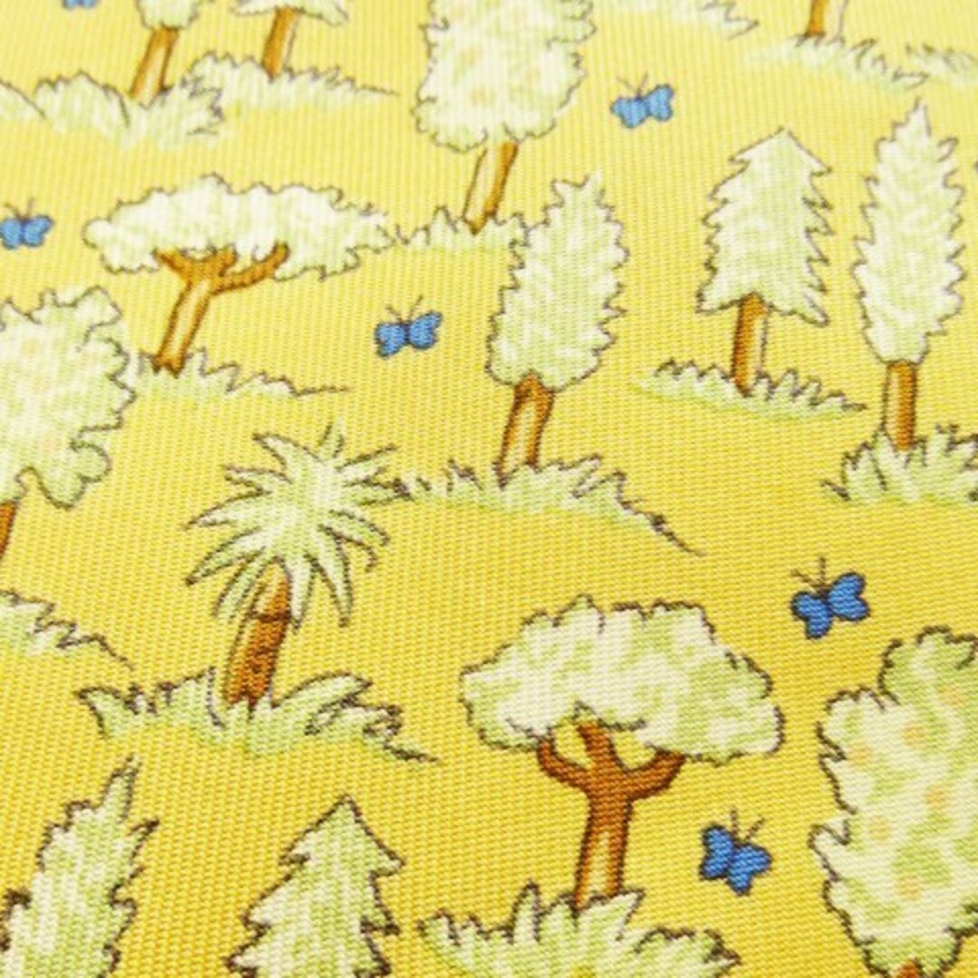 ★ エルメス HERMES ネクタイ イエロー 総柄 H柄 うさぎ 羊 鶏 HERMES - HERMES ネクタイ レギュラー シルク ウッドモチーフ 木