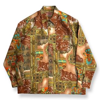 ヴィンテージ(VINTAGE)の美品【VINTAGE】80s 90s 総柄 派手 ビンテージシャツ レトロ 古着(シャツ)