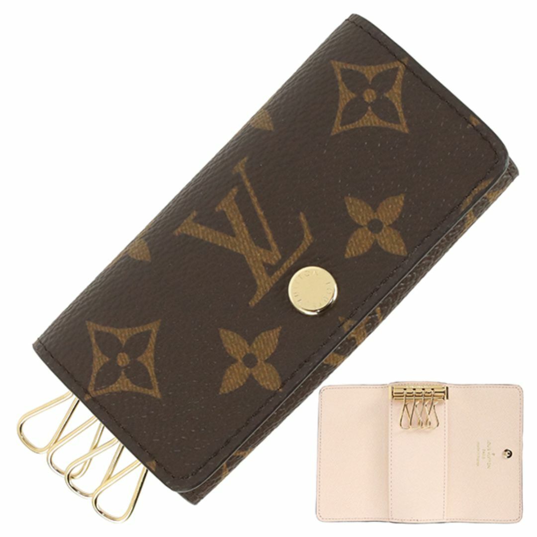 LOUIS VUITTON - ルイヴィトン LOUIS VUITTON キーケース ミュルティクレ4 モノグラム M83265 ブラウン シャマロウピンク ゴールド 4連キーケース レディース メンズ キーホルダー キーリング 鍵入れ 未使用 h-h248