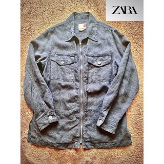 【希少美品】ZARAザラ　紺青色カバーオール 　麻100% USA/EUR-M