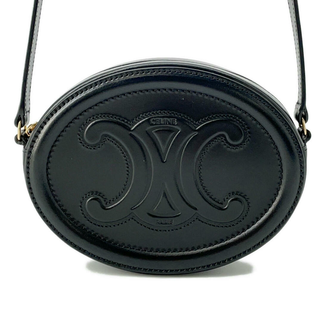 CELINE - セリーヌ ショルダーバッグ キュイルトリオンフ オーバル レザー 10I70 3DPQ CELINE ポシェット  黒