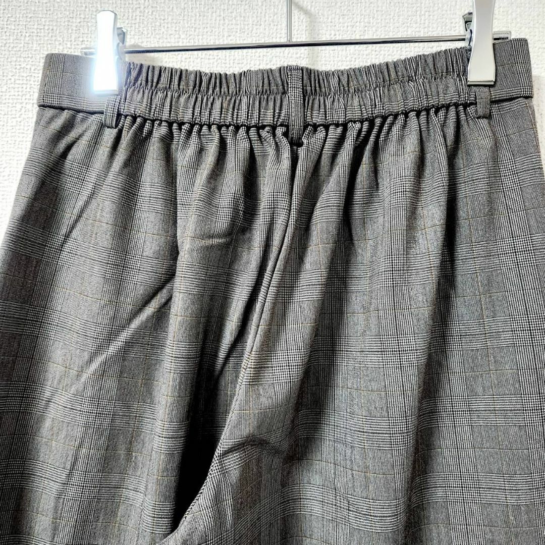 grove(グローブ)のgrove ワイドパンツ グレー M チェック柄 上品 薄手 春夏 カジュアル レディースのパンツ(カジュアルパンツ)の商品写真
