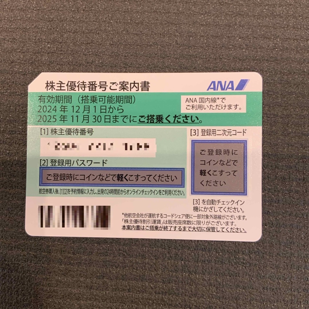 ANA(全日本空輸)(エーエヌエー(ゼンニッポンクウユ))のANA株主優待券 航空券 割引券 チケットの乗車券/交通券(航空券)の商品写真