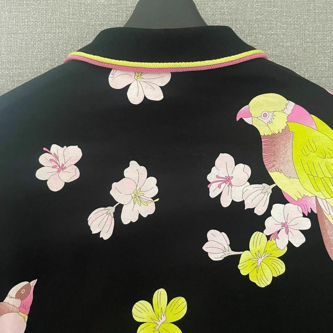 ✨美品✨レオナール 花×鳥柄 華やかポロシャツ ロゴ金ジップ