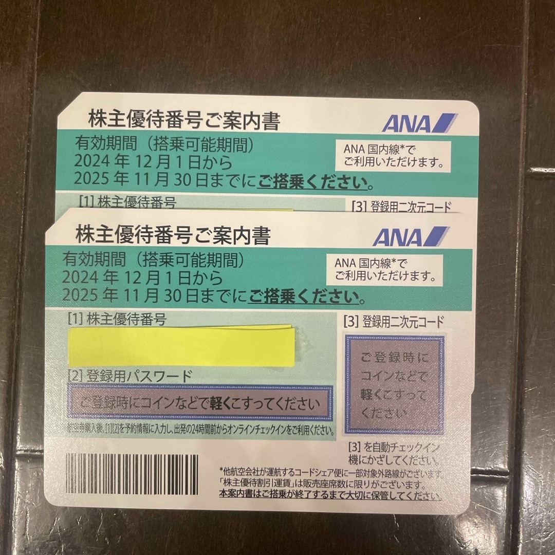 ANA(全日本空輸)(エーエヌエー(ゼンニッポンクウユ))のANA 株主優待券 2枚 チケットの優待券/割引券(その他)の商品写真