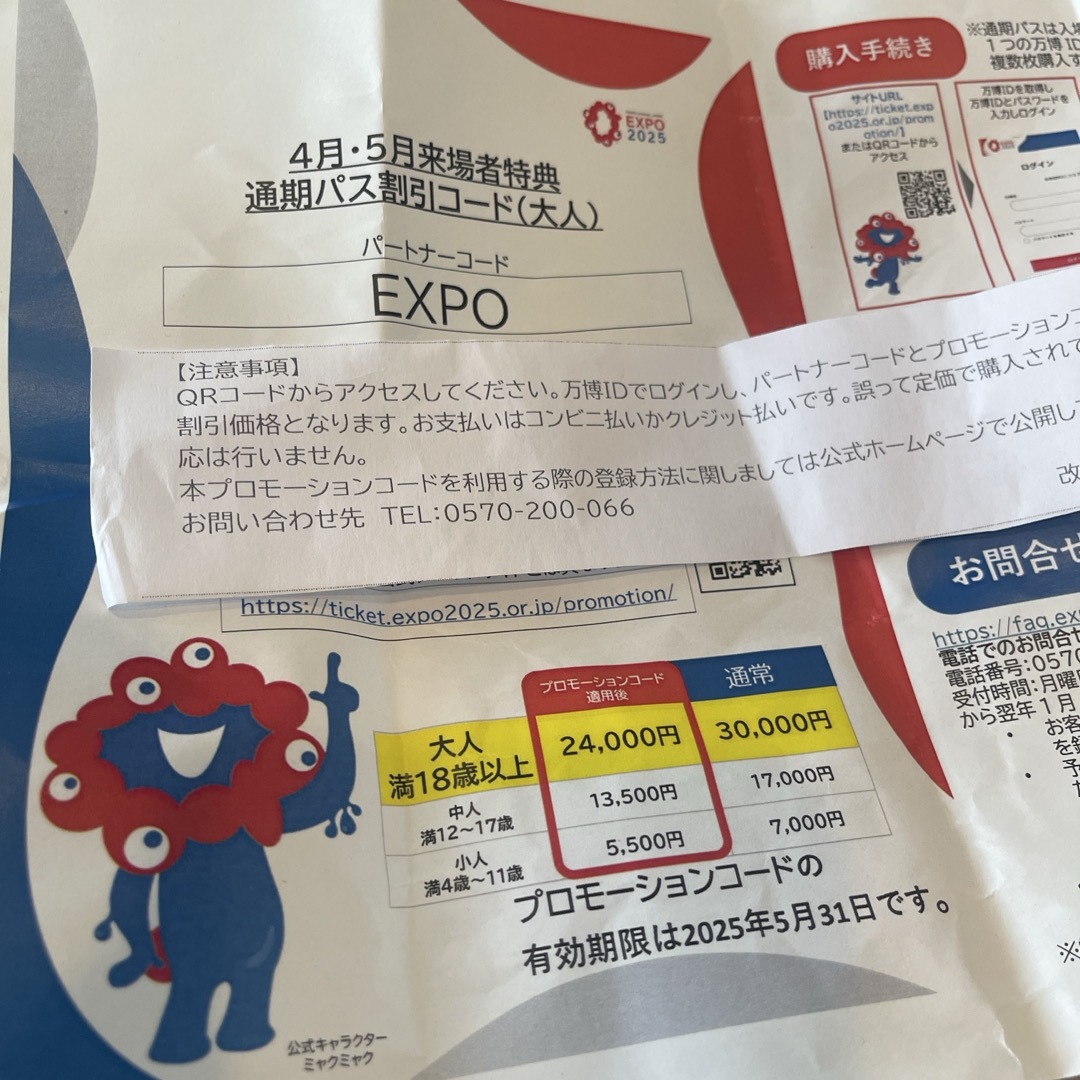 大阪関西万博★通期パス★割引コード★大人用1枚★6,000円割引 チケットの施設利用券(遊園地/テーマパーク)の商品写真