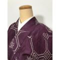 【中古】Sサイズ 正絹 紬 紫地に蜀江文様 アンティーク