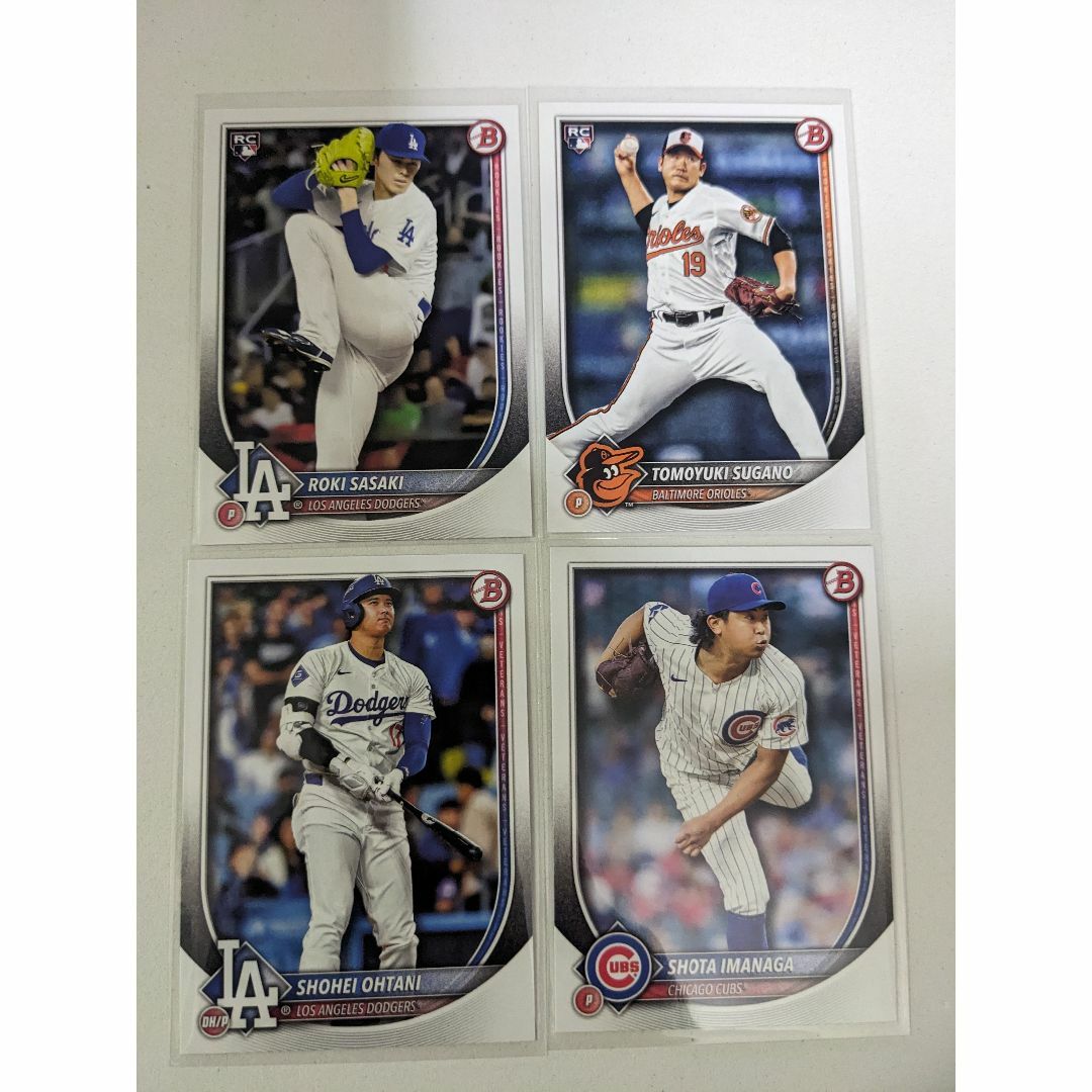 Topps(トップス)の4枚セット 2025 Bowman 佐々木朗希 菅野智之 大谷翔平 今永昇太 エンタメ/ホビーのトレーディングカード(その他)の商品写真