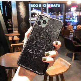 iphone12/12PROスマホケース 人気のホースシュー&クロス★ブラック (iPhoneケース)
