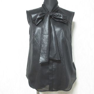 グレースコンチネンタル(GRACE CONTINENTAL)の未使用 24AW GRACE CONTINENTAL グレースコンチネンタル チンツボウタイノースリーブブラウス 0124341013 36 ブラック レディース 古着 中古 USED(シャツ/ブラウス(半袖/袖なし))
