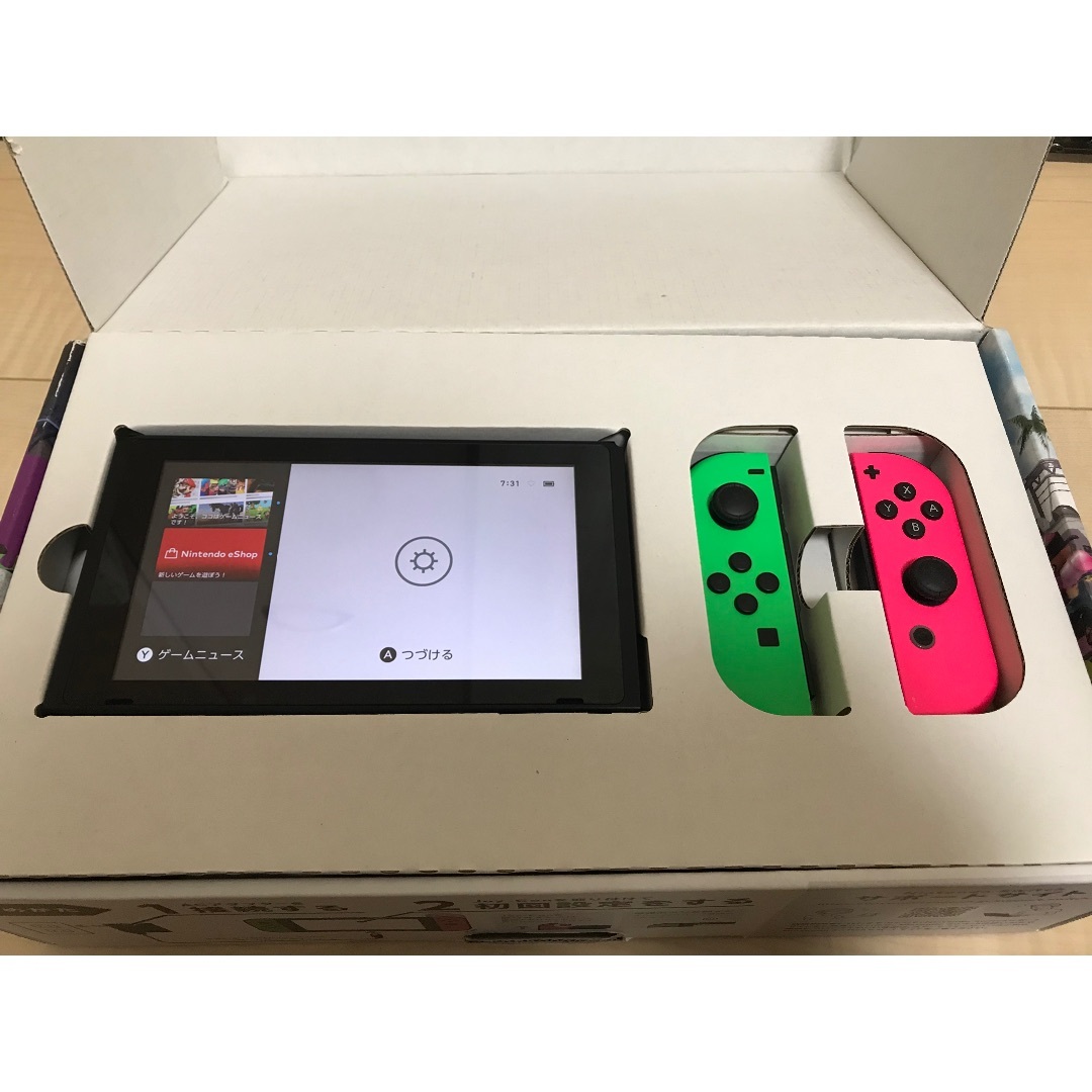 Nintendo Switch(ニンテンドースイッチ)の✨ スプラトゥーン2モデルニンテンドースイッチSwitch本体一式✨ エンタメ/ホビーのゲームソフト/ゲーム機本体(家庭用ゲーム機本体)の商品写真