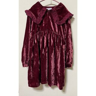 ザラキッズ(ZARA KIDS)のZARA KIDS ビッグ カラー ベロア ワンピース 150 152(ワンピース)