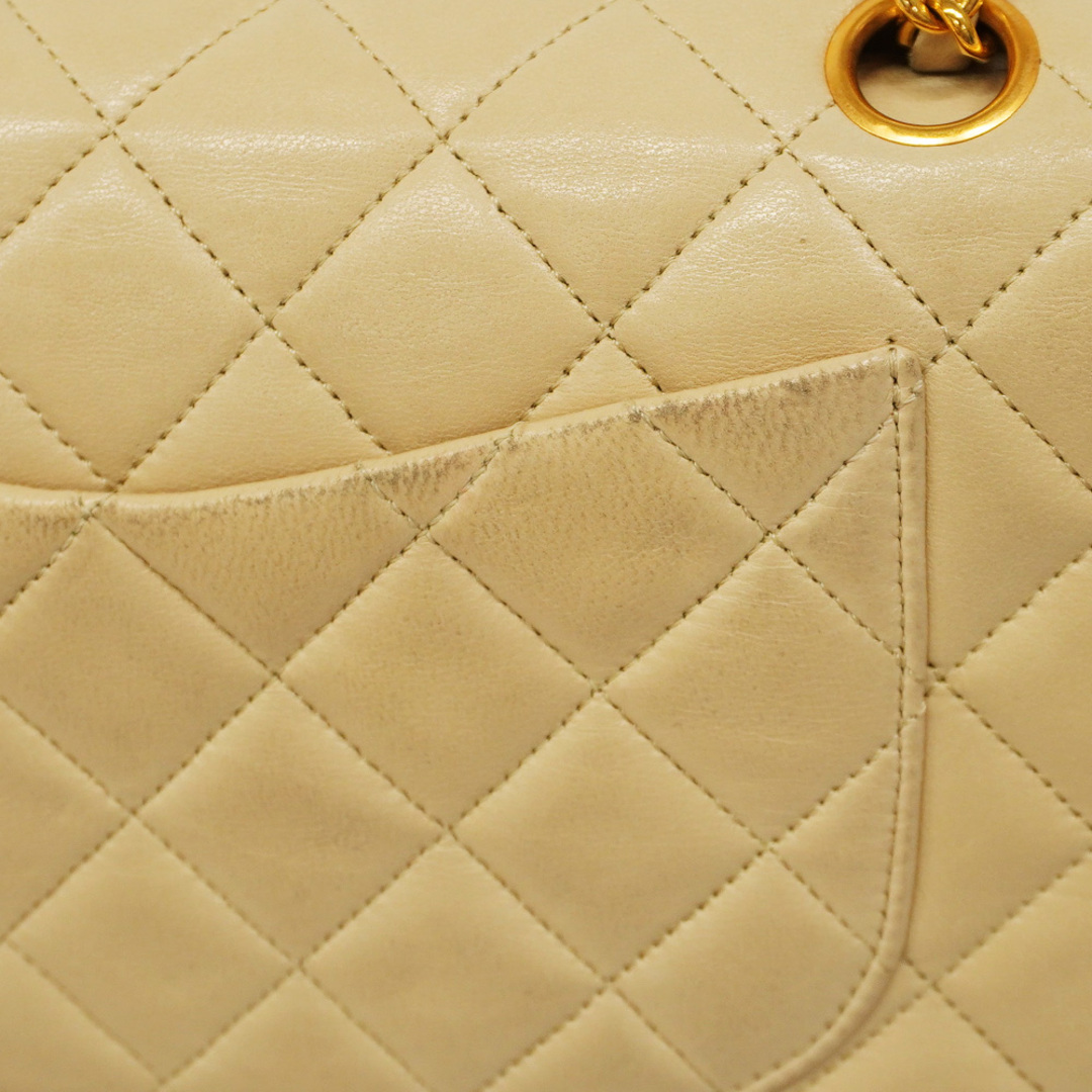 CHANEL(シャネル)の【5ec3623】シャネル ショルダーバッグ マトラッセ Wフラップ Wチェーン ラムスキン ベージュ ゴールド金具【中古】レディース レディースのバッグ(ショルダーバッグ)の商品写真