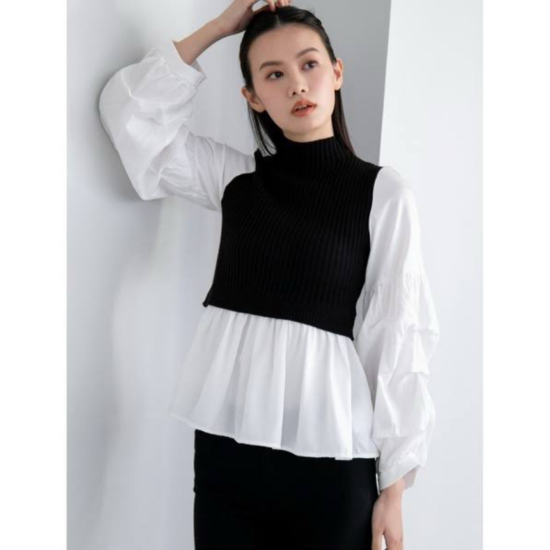 fifth(フィフス)の新品タグ付き未開封　 fifth ボリュームスリーブドッキングニット レディースのトップス(シャツ/ブラウス(長袖/七分))の商品写真