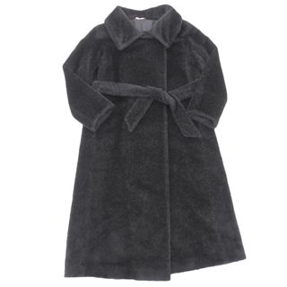美品 Max Mara Studio マックスマーラステュディオ アルパカウール ベルテッド ガウンコート 38 ブラック レディース 古着 中古 USED(その他)