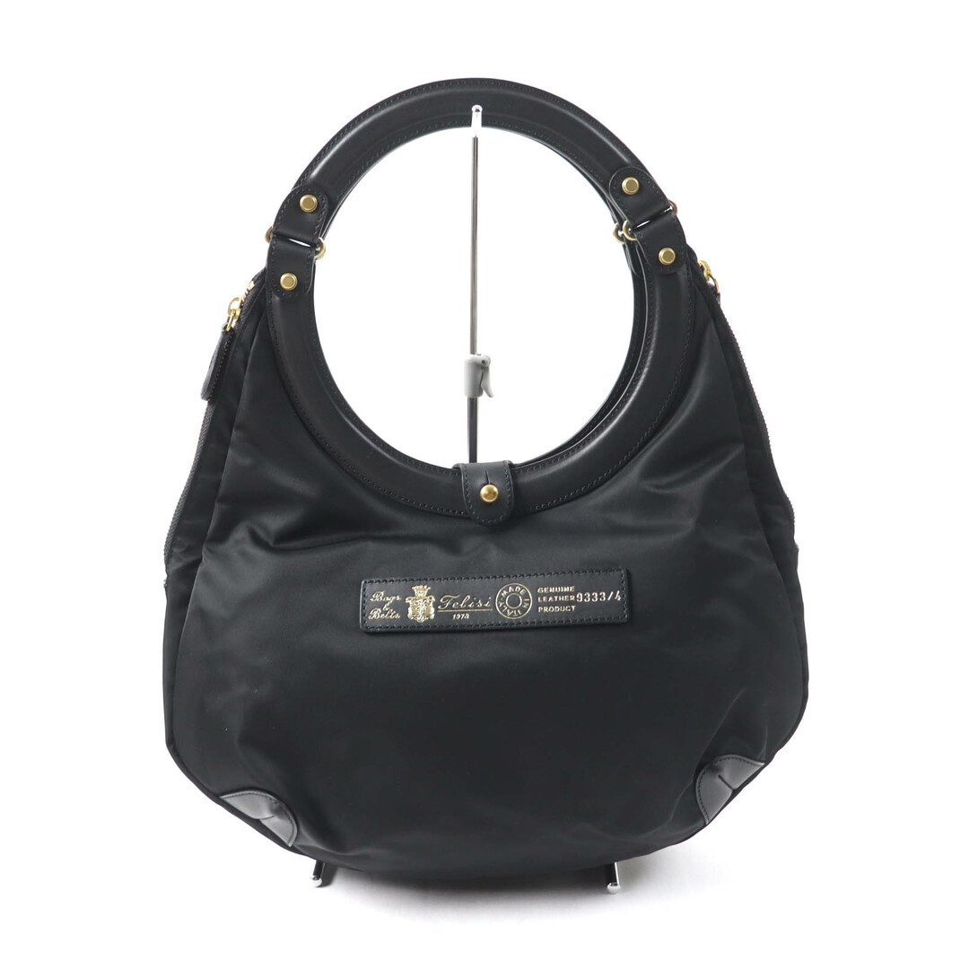Felisi - 極美品★Felisi フェリージ 9333/4 ロゴパッチ付 レザー ナイロン サークルバック ハンドバッグ ブラック 保存袋付き イタリア製 レディース