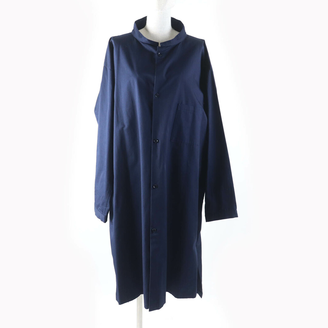 Yohji Yamamoto - 極美品★Yohji Yamamoto ヨウジヤマモト YV-D81-002 コットン100％ オーバーサイズ シャツワンピース ロングシャツ ネイビー 2 日本製 正規品 レディース