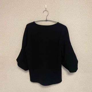 黒のバルーンスリーブ五分袖トップス(シャツ/ブラウス(半袖/袖なし))