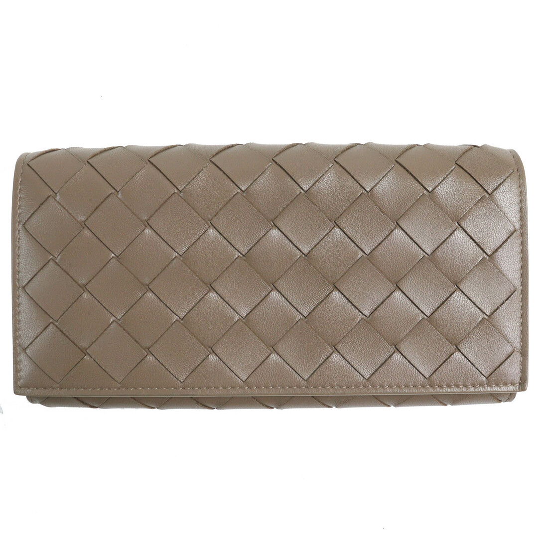 極美品△BOTTEGAVENETA ボッテガヴェネタ イントレチャート フラップ ウォレット 二つ折り レザー 長財布 ブラウン 保存袋付き イタリア製 メンズ